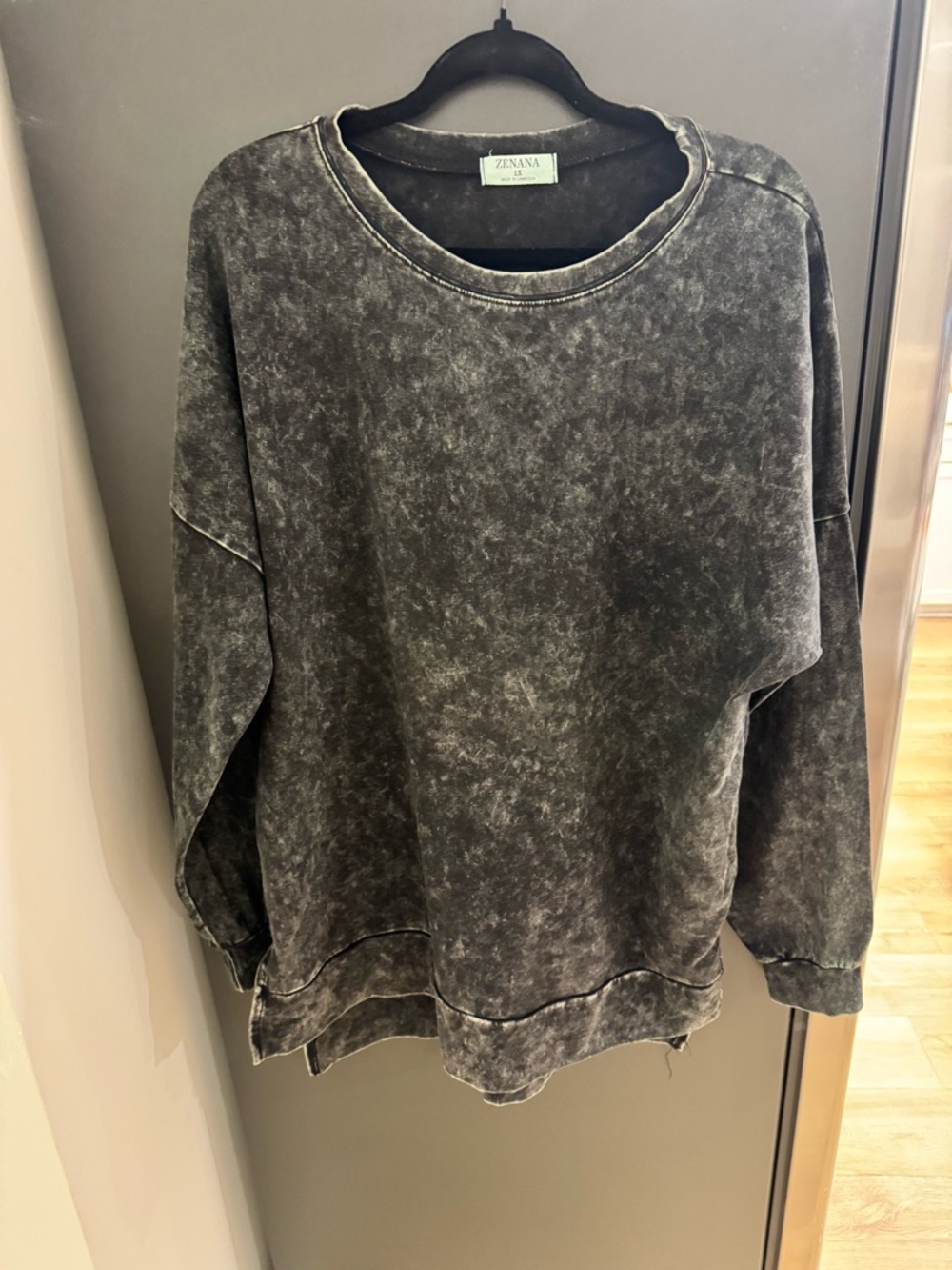 Zenana Signature Black Washed Crewneck Sweatshirt